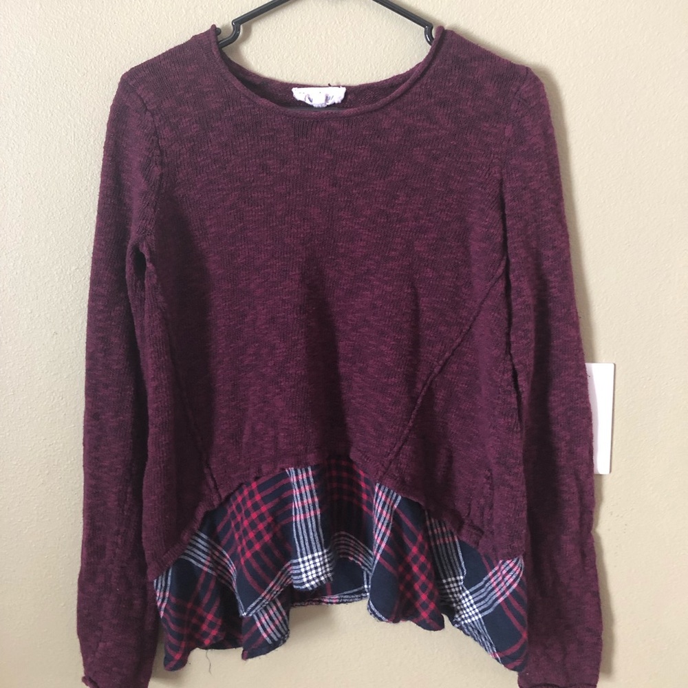 Maroon Plaid Sweater
